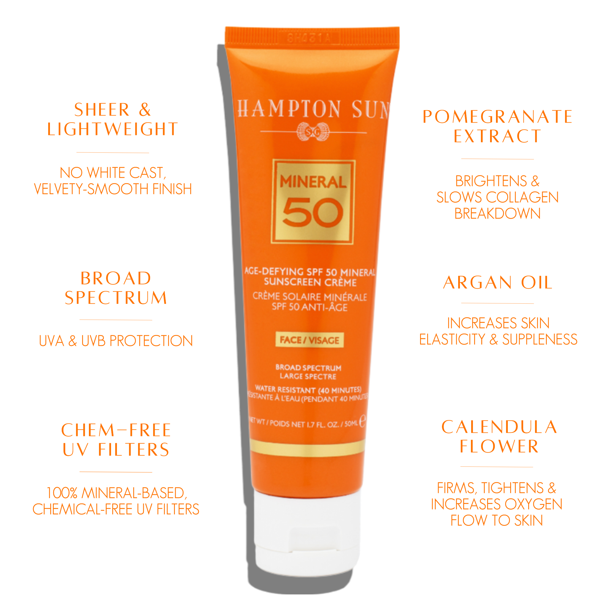 Age-Defying SPF 50 Mineral Sunscreen Crème for Face